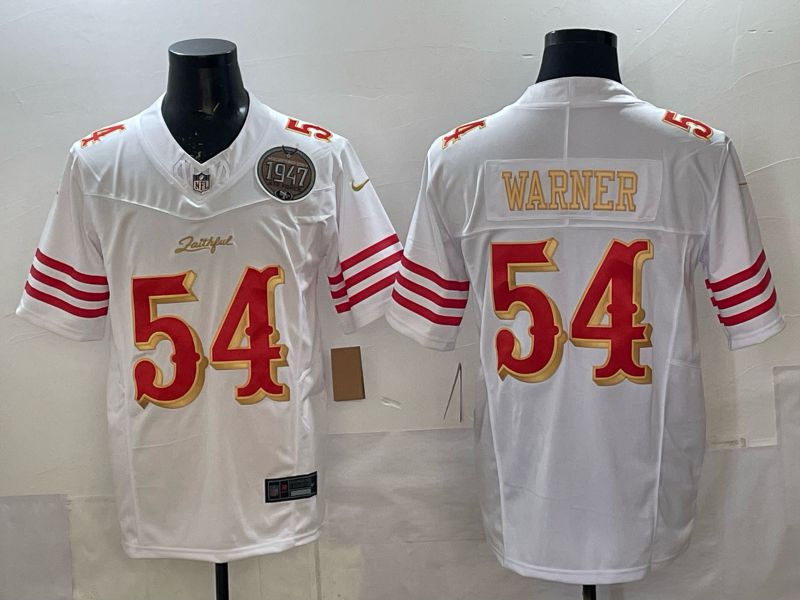 Men 2025 Nike San Francisco 49ers #54 Warner White 5th generation Limited NFL Jersey 044